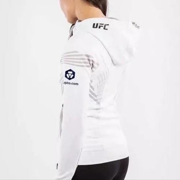 UFC Venum Authentic Fight Night Women’s Walkout Hoodie Jacket White - Picture 3 of 8
